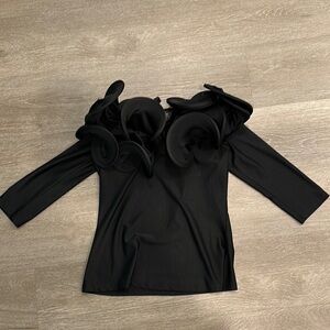 Black off the shoulder abstract top